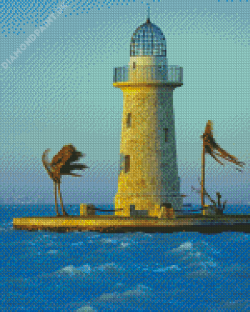 Biscayne Bay Boat Lighthouse Diamond Painting