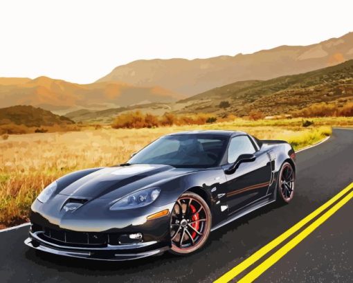 Black 2005 Corvette Diamond Painting