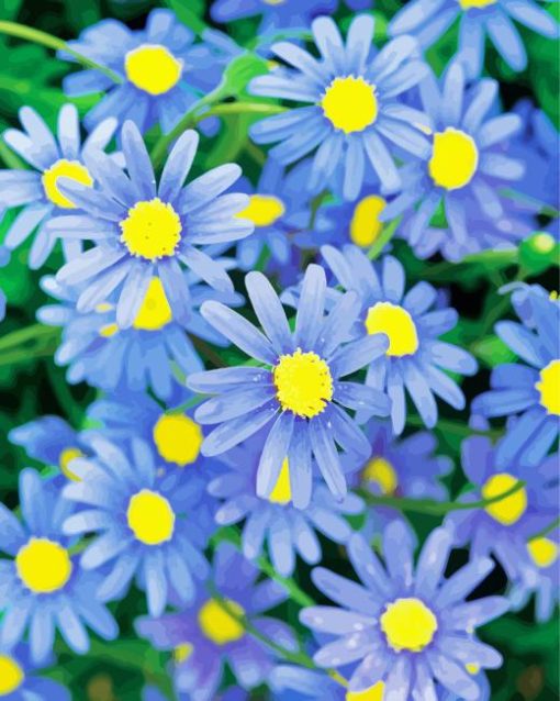 Blue Daisy Flowers Diamond Painting