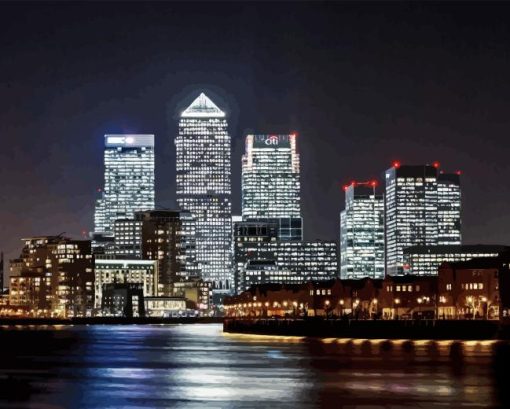 Canary Wharf At Night Diamond Painting