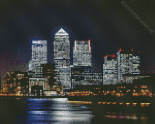 Canary Wharf At Night Diamond Painting