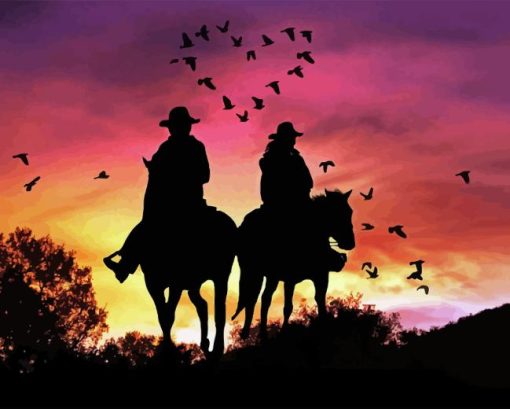 Cowboy And Cowgirl Silhouette Diamond Painting