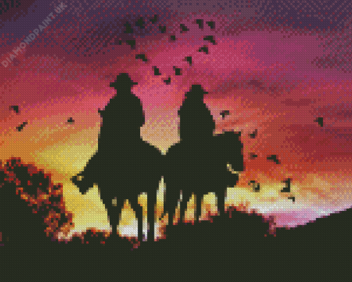 Cowboy And Cowgirl Silhouette Diamond Painting