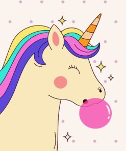 Cute Unicorn Blowing Bubble Gum Diamond Painting