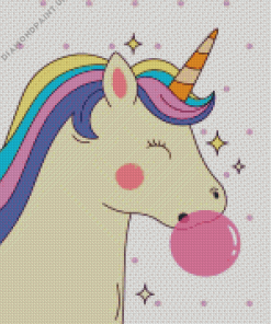 Cute Unicorn Blowing Bubble Gum Diamond Painting