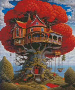 Fanasy Tree Home Diamond Painting