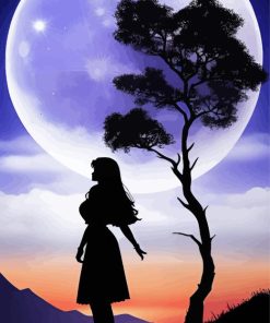 Girl Silhouette And Moon Diamond Painting