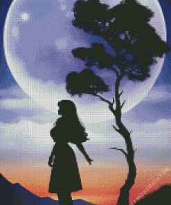 Girl Silhouette And Moon Diamond Painting