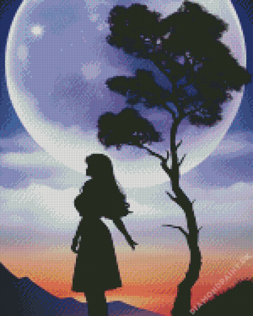 Girl Silhouette And Moon Diamond Painting