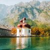 Konigssee Lake With St Bartholomews Church Diamond Painting