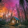 Log Cabin Sunset Diamond Painting