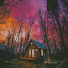 Log Cabin Sunset Diamond Painting