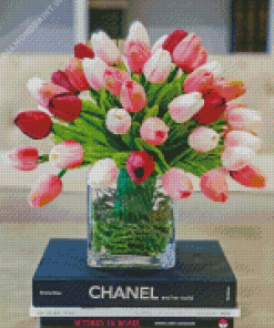 Pink Tulips In Vase Diamond Painting