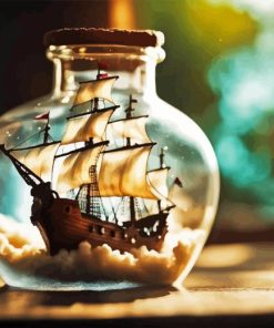 Pirate Ship In Glass Bottle Diamond Painting