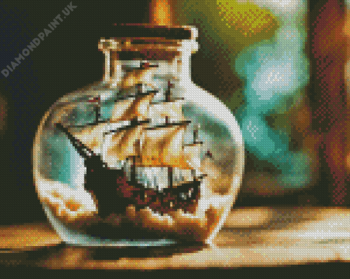 Pirate Ship In Glass Bottle Diamond Painting