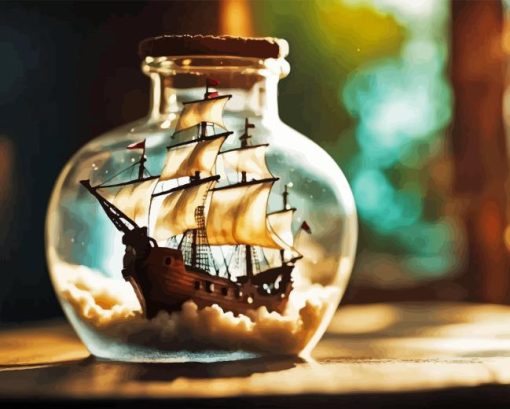 Pirate Ship In Glass Bottle Diamond Painting