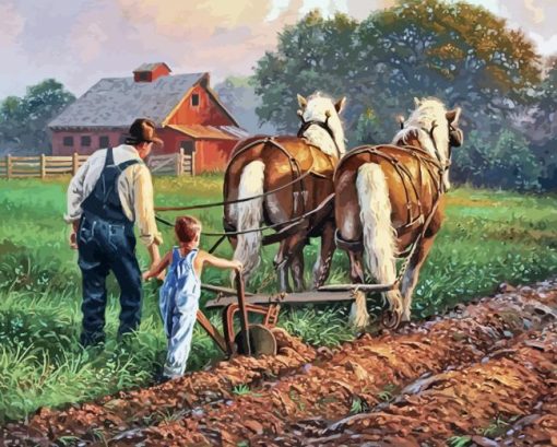 Plow Horses Diamond Painting