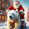 Polar Bear And Santa Claus Diamond Painting