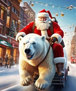 Polar Bear And Santa Claus Diamond Painting