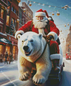 Polar Bear And Santa Claus Diamond Painting