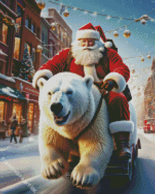 Polar Bear And Santa Claus Diamond Painting