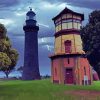 Queenscliff Black Lighthouse Diamond Painting