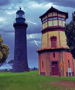 Queenscliff Black Lighthouse Diamond Painting