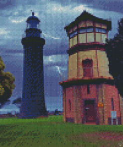 Queenscliff Black Lighthouse Diamond Painting