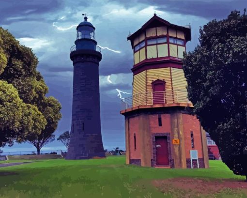 Queenscliff Black Lighthouse Diamond Painting