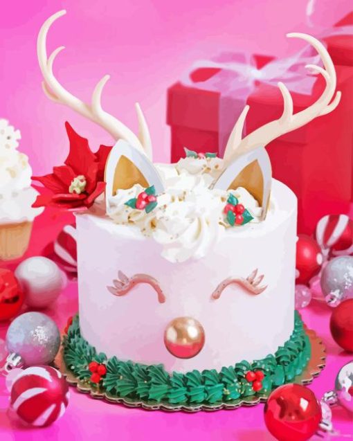 Reindeer Cake Diamond Painting