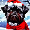 Santa Black Shih Tzu Diamond Painting