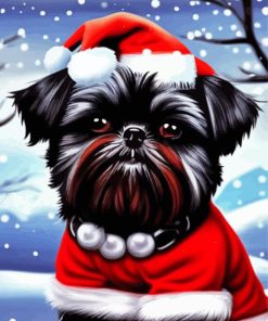 Santa Black Shih Tzu Diamond Painting