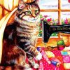 Sewing Machine With Cat Diamond Painting