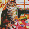 Sewing Machine With Cat Diamond Painting