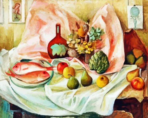 Still Life With Pink Fish Olley Art Diamond Painting