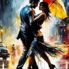 Tango Couple In Rain Diamond Painting