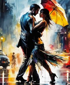 Tango Couple In Rain Diamond Painting