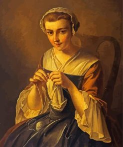 Vintage Girl Knitting Diamond Painting