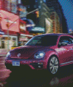 Volkswagen Pink Beetle Car Diamond Painting