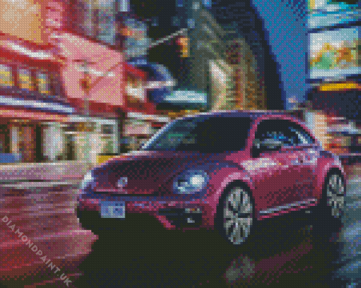 Volkswagen Pink Beetle Car Diamond Painting