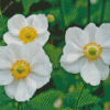 White Anemones Plants Diamond Painting