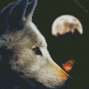 Wolf With Butterfly On Nose Diamond Painting