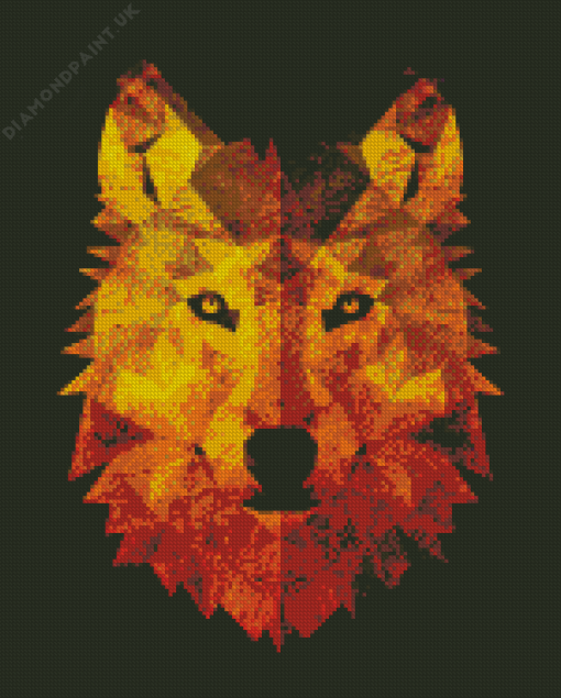 Abstract Gold Wolf Diamond Painting