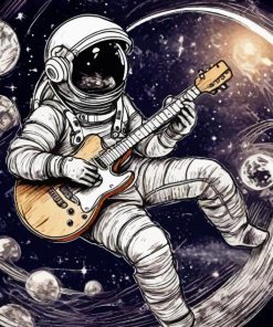 Astronaut With Guitar Diamond Painting