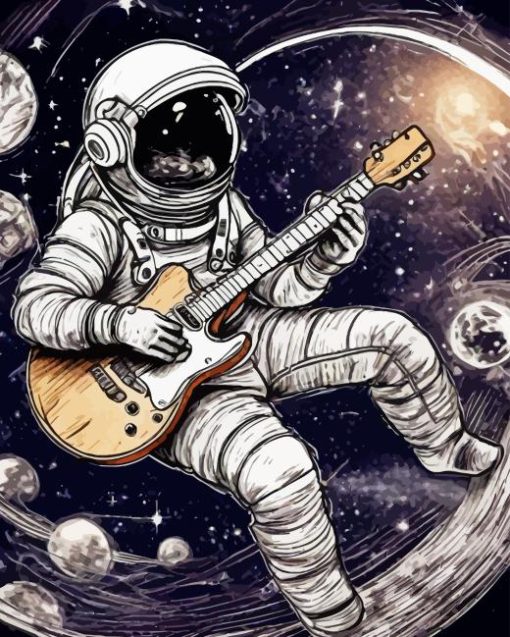 Astronaut With Guitar Diamond Painting