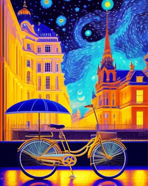 Bike Starry Night Diamond Painting