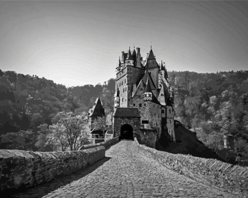 Black And White Burg Eltz Diamond Painting