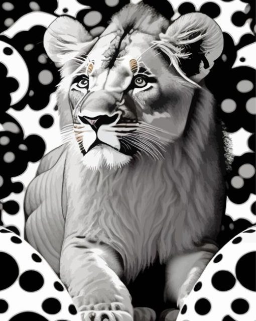 Black And White Lion Diamond Painting