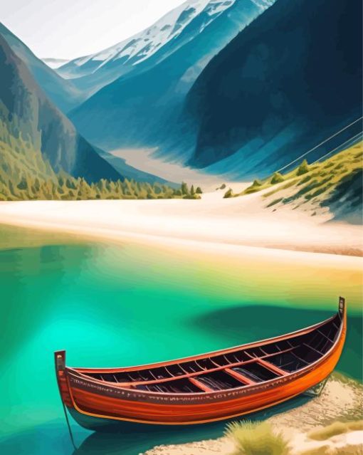 Boat On A Lake Diamond Painting