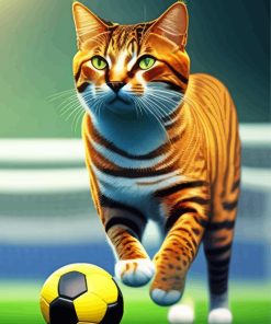 Cat Playing Football Diamond Painting